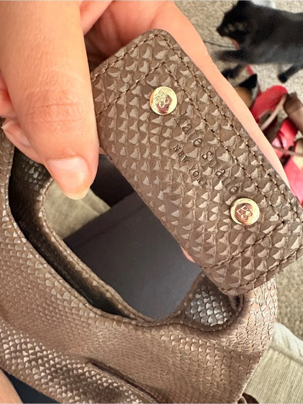 kate spade Taupe Woven-Texture Hobo Bag